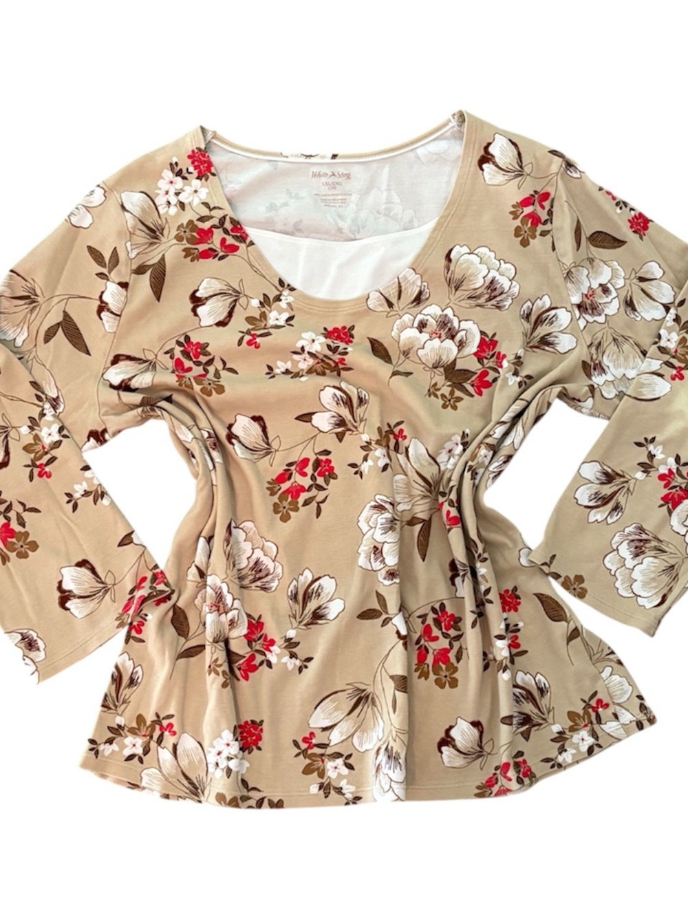 White Stag XXL Floral Ivory Blouse Y2k